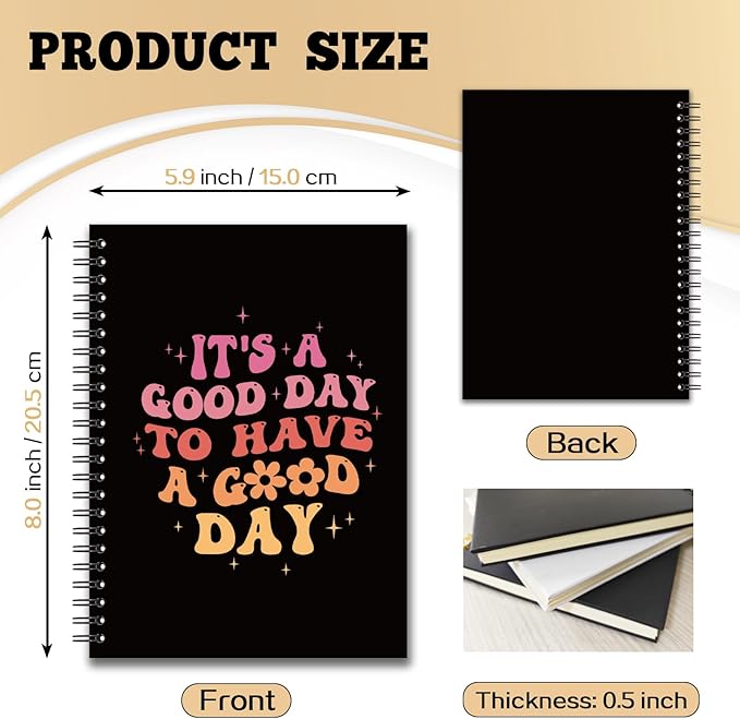YAZMEEN Inspirational Blank Spiral Notebook（160 Pages） It's A Good Day to Have A Good Day Hardcover Sketchbook Coworker Appreciation Gift Funny Encouragement Gifts for Teacher Student Office Worker