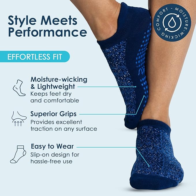 Tucketts Crew Closed Toes Non-Slip Grip Socks - Anti Skid Yoga, Barre, Pilates, Home & Leisure, Pedicure