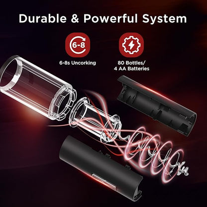 Electric Wine Opener Set - Automatic Electronic Bottle Openers with Greeting Card, Vacuum Stoppers, Wine Aerator, and Foil Cutter, Ideal Present for Wine Lovers, Party, and Home Entertaining
