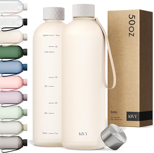 KIVY Tritan Water Bottle 2nd Generation (Beige White, 50oz)
