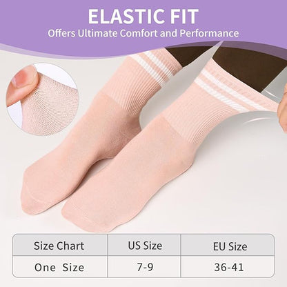 Non-Slip Pilates Socks with Grips for Women 5 Pairs Cute Yoga Socks Grippy for Yoga Barre Ballet