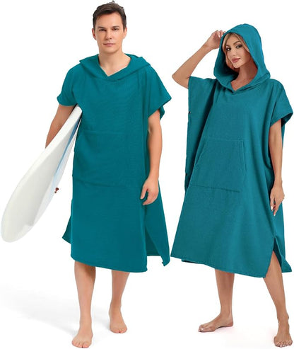 Abahub Surf Poncho Men & Women Towel Poncho Adult with Hood, Thick Quick Dry Changing Poncho Towel, Microfiber Wearable Cover Up for Surfing Beach Swim - Absorbent Changing Towel M (Dark Green)