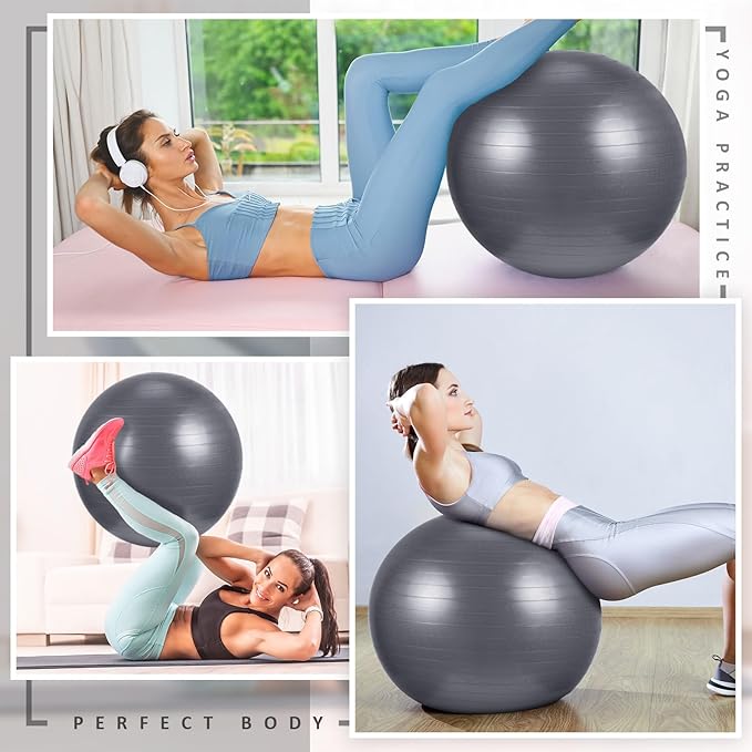 10 Pcs Yoga Starter Kit Include Yoga Mat with Carry Strap, 2 Yoga Blocks, Yoga Strap, Yoga Pilates Ball, 5 Resistance Bands with Air Pump Yoga Mat Set and Kit for Beginners Women and Men