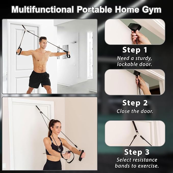 Pilates Bar Kit with Resistance Bands,Ab Roller,2 in 1 Foot Strap & Handle,Door Anchor Pilates Equipment with Resistance Bands, Portable Home Gym Yoga Fitness Bar for Women & Men