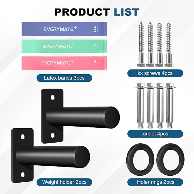 Weight Plate Holder, Wall Mounted Weight Storage Rack for Olympic Weight Plate,Home Gym Organizer（Upgrade Length and Thick Steel）