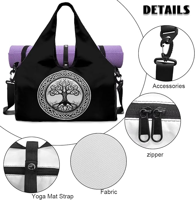 Yoga Mat Bag for Women Men Large Carryall Tote with Adjustable Shoulder Strap for Gym Yoga Travel Pilates Office