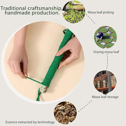 13 Inch Long Handle Mugwort Meridian Massage Hammer, Manual Back Massager for Soothing and Relieving Shoulder, Neck and Muscle Pain, Portable Massage Hammer for Home, Travel, Office.