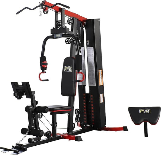 Fitvids Home Gym, Workout Equipment with Leg Press, Exercise Equipment for Home with Pulley System, Home Gym Equipment for Full