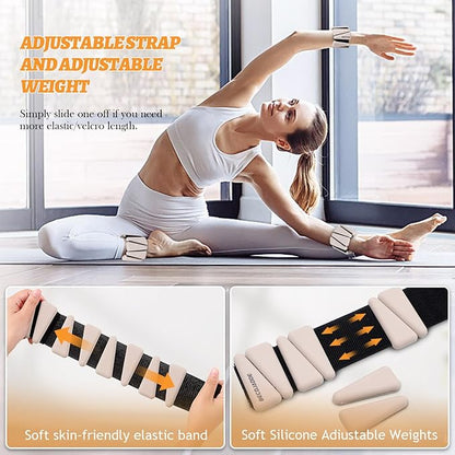 Ankle Weights Set of 2 (1 lb/2 lb/3 lb Each) Adjustable Wrist Weights for Women Men Wearable Arm Leg Weight for Pilates, Running, Walking, Workout, Yoga