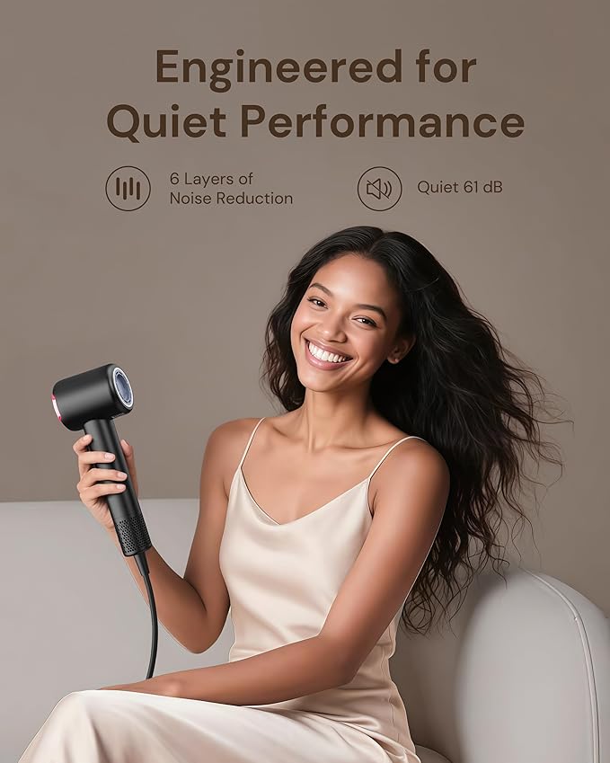 Hair Dryer with Diffuser for Curly Hair, Blow Dryer, 110000 RPM Professional High Speed Hairdryer with Negative Ions, 1400W Blow Dryer with 6.5 Ft Cord Fast Drying for Women Men