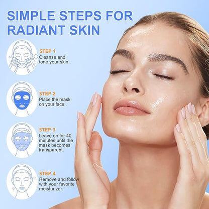 Collagen Face Mask - Overnight Hydrating Sheet Mask, Hydrogel Deep Wrapping Mask, Night Lifting Facial Masks for Women Skin Care, Restores Elasticity, Moisturizing & Firmness for All Skin Types (Skin)