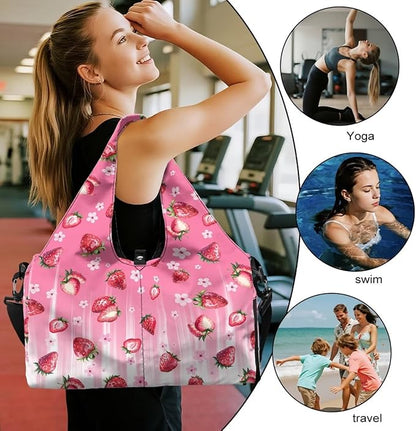 Yoga Mat Bag for Women Men Large Carryall Tote with Adjustable Shoulder Strap for Gym Yoga Travel Pilates Office