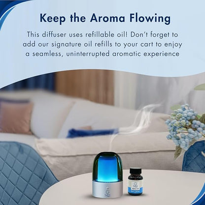 G's Breeze Smart Aroma Diffuser with 60ml Blue Lagoon Scent Refill – Bluetooth & Wi-Fi App Control - LED Lighting & Adjustable Intensity - Long-Lasting Fresh Aquatic Fragrance for Home or Office