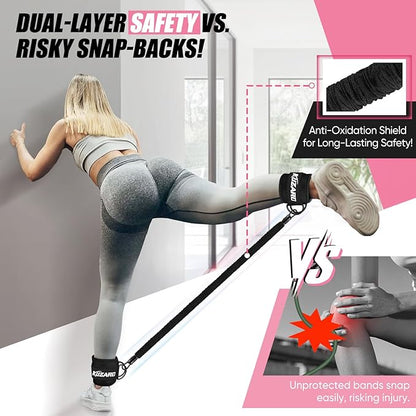 Ankle Resistance Bands with Cuffs, Ankle Weights Bands for Working Out, Women Leg and Glutes Workout Equipment, Exercise Bands for Kickbacks, Butt and Booty Trainer, Home Gym Fitness Equipment