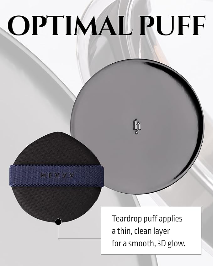 HEVVYMAKEUP V Cushion Skin Fit No.21 Light Begie - Korean Makeup Flawless Radiance Foundation for Oily and Combination Skin - Poreless Ariy Weightless Coverage, 0.35oz.