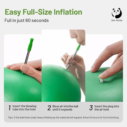 Slim Panda Pilates Ball, 9 Inch Small Exercise Ball, Anti Burst Mini Yoga Ball for Stability, Workout, Barre, Core Strength, Physical Therapy, Balance, Stretching