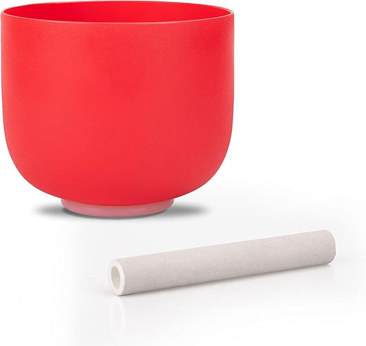 ALIOTH 6“ Red C Note Crystal Singing Bowl Root Chakra with Suede Mallet for Meditation, Yoga, Chakra Healing & Sound Therapy