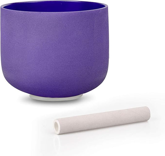 ALIOTH 7" Indigo A Note Crystal Singing Bowl Third Eye Chakra Sound Therapy with Suede Mallet