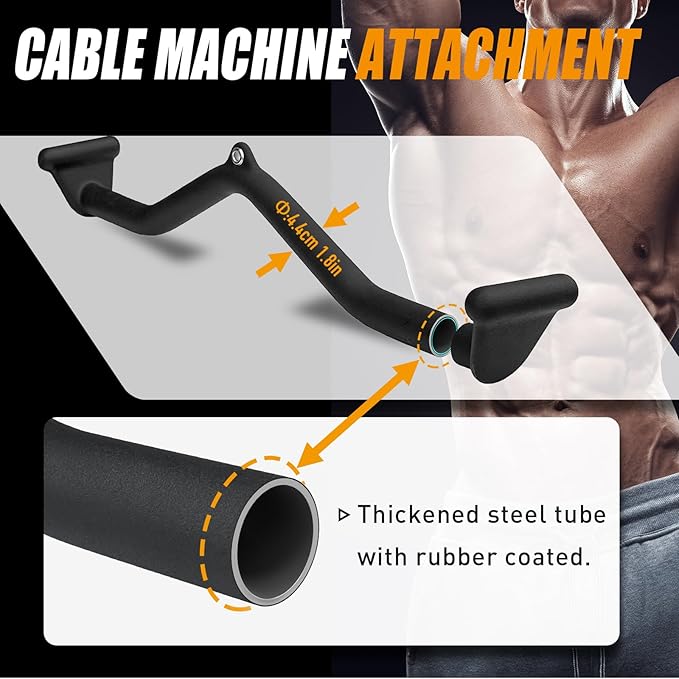 Lat Pull Down Bar T bar Row Attachment, V Bar Tricep Lat Pulldown Attachments, Back Strength Training Bar for Home Gym Exercise Cable Machine Attachments