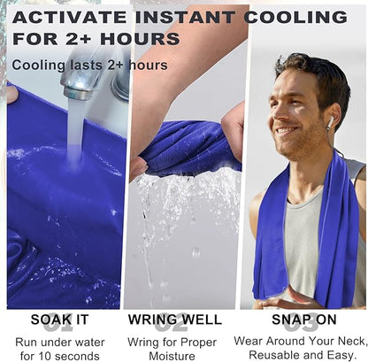 Cooling Towel for Neck and Face - 43.3" x 15.7" - Quick-Dry Microfiber - Ideal for Hot Weather, Gym, Fitness, Camping, Yoga Sport, Golf - Navy Blue