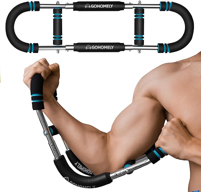 Twister Arm Trainer 20/60 & 40/90 lbs - Adjustable Chest, Arm & Upper Body Workout Bar for Home Gym Strength Training - Silent Resistance Power Twister by GOHOMELY