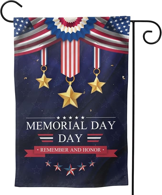 Memorial day 4th of july Flag decorations Decor Flags for Outside 12.5x18 Inch REMEMBER AND HONOR Patriotics Garden Flag Farmhouse Yard Indoor/Outdoor Decoration Banner Decor Gifts
