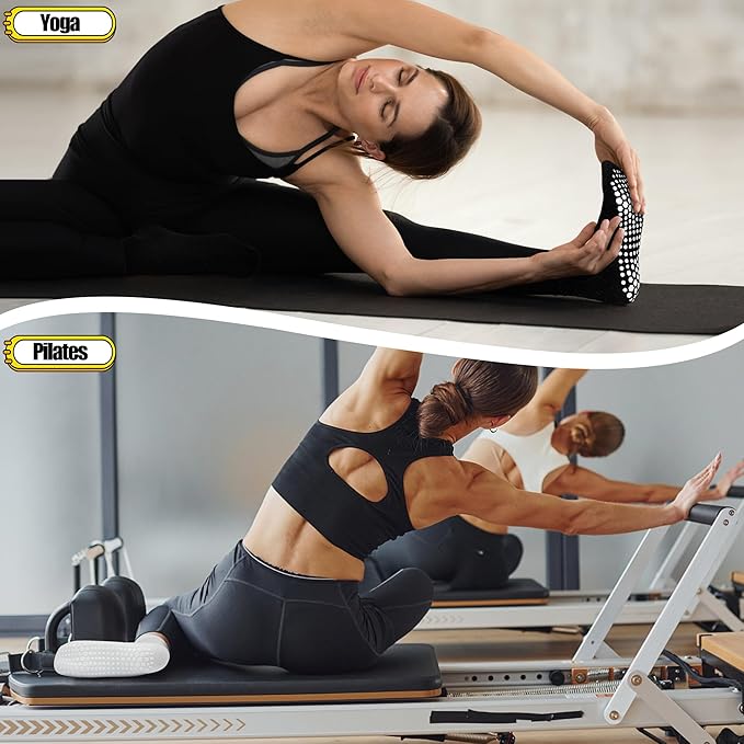 ELUTONG Pilates Grip Socks for Women Non Slip Yoga Grippy Socks Woman for Pure Barre Ballet Dance Hospital 6 Pack