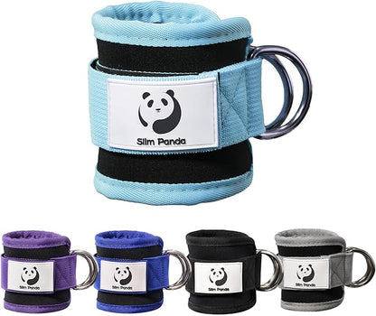 Slim Panda Ankle Strap for Cable Machine,Ankle Cuff for Kickbacks, Booty Hip Abductors,Glute Workouts, Leg Extensions, Curls for Men and Women, Adjustable with Double D-Rings