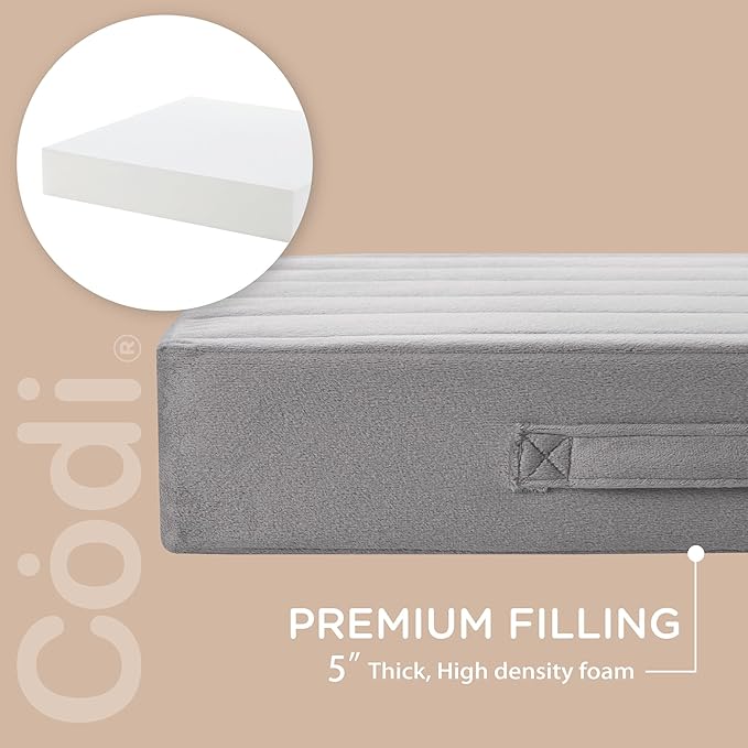 Codi Floor Cushions for Adults, Large Meditation Pillows with Thick Foam and Soft Tufted Covers, Washable Square Seating for Couch and Yoga Sitting, 22×22×5 inch Grey