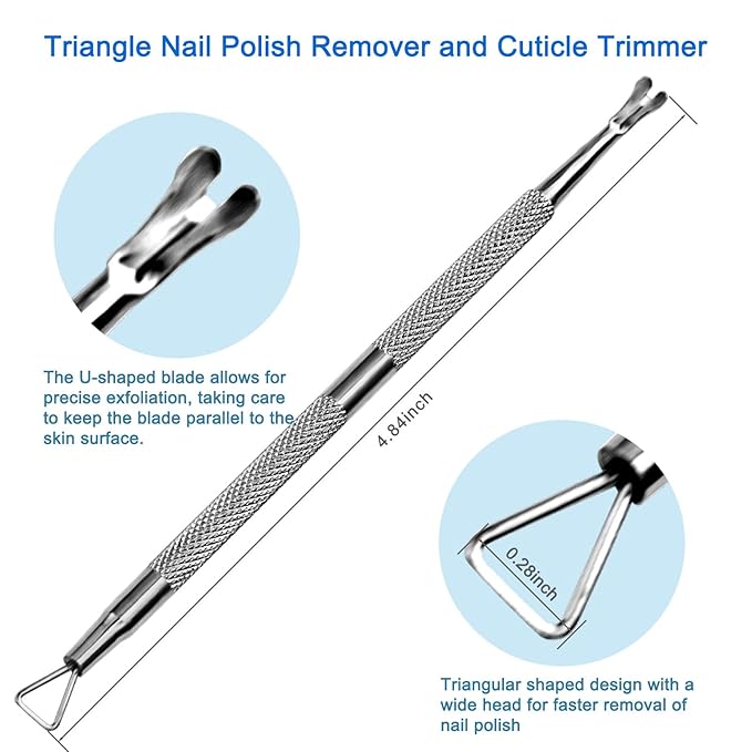 Premium Stainless Steel Manicure Tools 2-Piece Set, Upgraded Cuticle Pusher & Nail Lifter, Cuticle Trimmer & Gel Nail Polish Remove Tool, Home & Salon, For Women