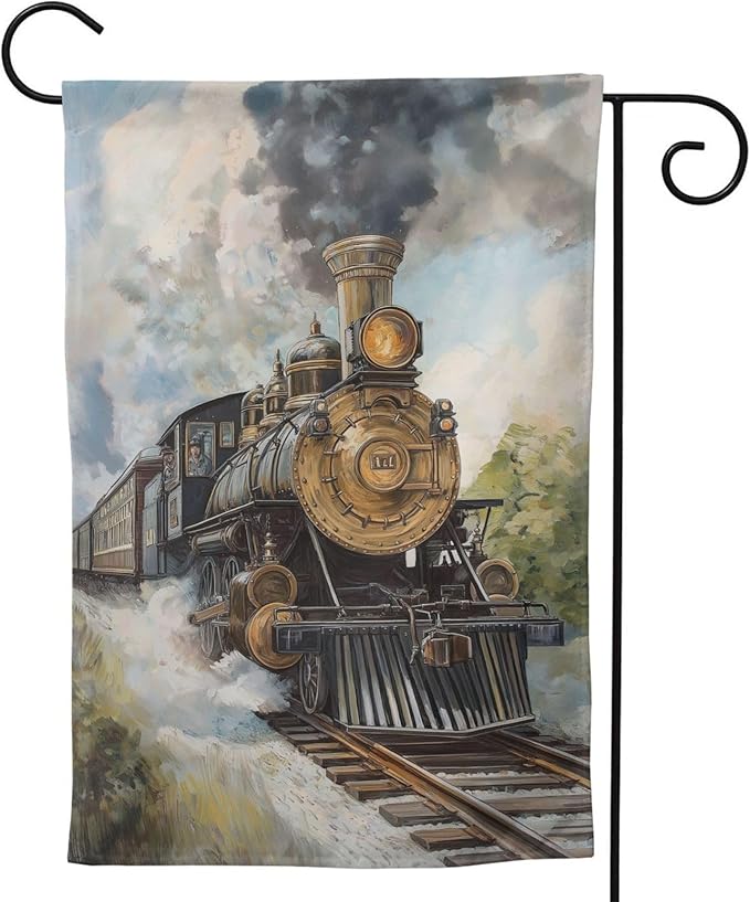 Train Garden Flag 12x18 In Double Sided Yard Flags Lawn Sign Decor No Flagstand