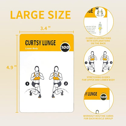 Bodyweight Workout Cards, 62 Exercises Cards Deck Large Size 5" x 3.5" Fitness Cards for Women & Men, Beginner Fitness Guide to Training Exercises at Home or Gym (Bodyweight,Vol 2)