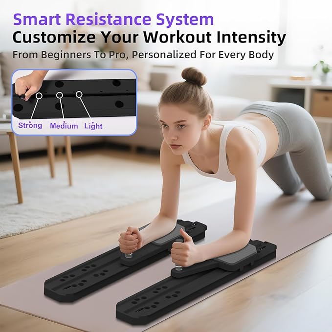 Pilates Board for Home Workout, Pilates Reformer Set for Core, Strength and Balance Training, Multi-Purpose Protable Pilates Reformer Machine for Women and Men