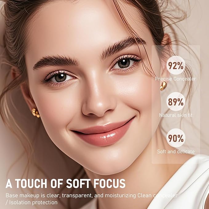 Korean Hydrating Lightweight Foundation Stick with Brush, Multi-Use Foundation Makeup, Waterproof, Full Coverage, Pink Velvet, All Skin Types