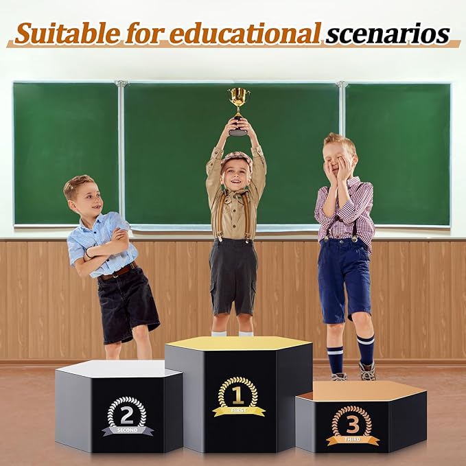 Cardboard Podium 76" W x 26" H People Winners Stand in Life Size Cardboard First Second Third Place Cardboard Cutout Standup for Party Decorations Display Event Backdrops Photo Booth Props