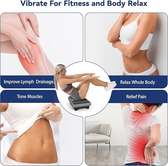Premium Vibration Plate for Lymphatic Drainage, Weight Loss, Whole Body Workout Power Vibration Plate, Shake Plate,Home Gym Fitness Equipment,Grey