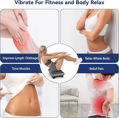 Premium Vibration Plate for Lymphatic Drainage, Weight Loss, Whole Body Workout Power Vibration Plate, Shake Plate,Home Gym Fitness Equipment,Grey