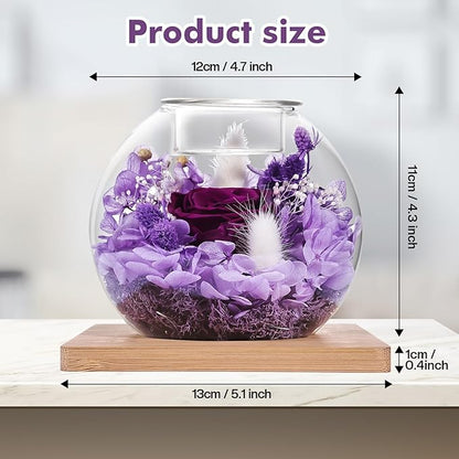 Preserved Roses - Birthday Gifts for Her, Preserved Flower in Glass Dome with Scented, Romantic Gifts for Women, Wife, Girlfriend on Birthday, Anniversary, Thanksgiving Day, Christmas Day-Purple