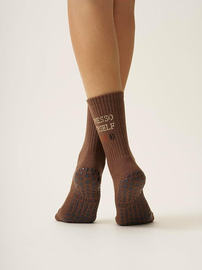 Crew Half Calf Grip Socks, Cutest Fruits Pilates Socks, Ruffle socks, Non-Slip, Barre Yoga Fitness
