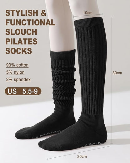 3/6 Pairs Grip Pilates Socks for Women, Non-slip Yoga Athletic Socks for Barre Ballet Barefoot Workout Hospital