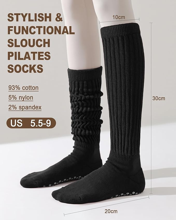 3/6 Pairs Grip Pilates Socks for Women, Non-slip Yoga Athletic Socks for Barre Ballet Barefoot Workout Hospital