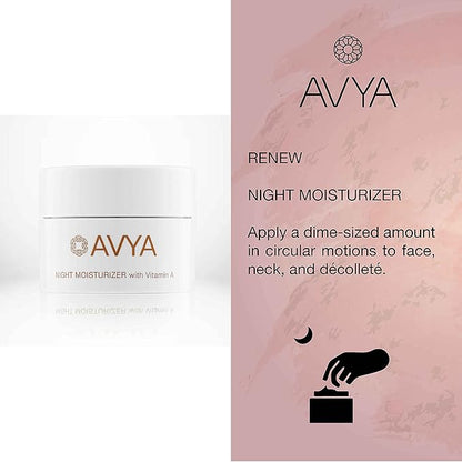 Avya Skincare Discovery Starter Set | Anti-Aging | Gentle Cleanser (15ml) + Anti-Aging Power Serum (10ml) + Eye Bright Cream (5ml) + Night Moisturizer (10ml)
