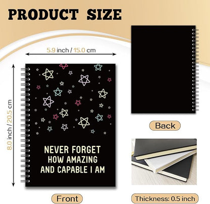 YAZMEEN Inspirational Blank Spiral Notebook（160 Pages） Never Forget How Amazing and Capable I am Hardcover Notebook Journal Positive Gift Funny Encouragement Gift for Teacher Student Colleague Friend