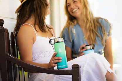 HYDRO CELL Stainless Steel Insulated Water Bottle with Straw - For Cold & Hot Drinks - Metal Vacuum Flask with Screw Cap and Modern Leakproof Sport Thermos for Adults (Mint/Green 18oz)