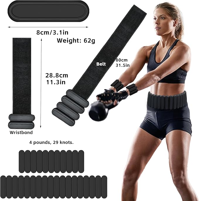 Silicone Adjustable Weighted Belt for Men & Women – DIY Weighted Walking & Exercise Belt with Removable Weights – Gym, Strength Training, Yoga, Hiking – Free Weight Adjustment for Wrist & Ankle