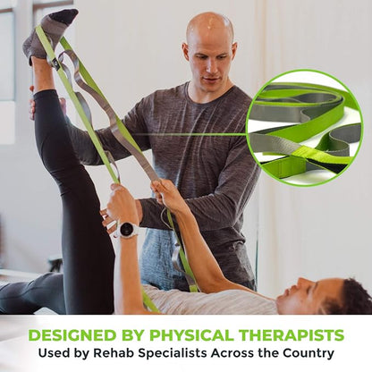 Gradient Fitness Stretching Strap for Physical Therapy, 12 Multi-Loop Stretch Strap 1" W x 8' L, Neoprene Handles, Physical Therapy Equipment, Yoga Straps for Stretching, Leg Stretcher.