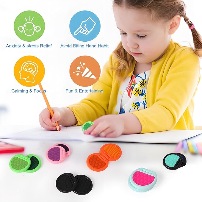 Fidget Toys Adults, Sensory Toys for Kids with Autism, Anxiety Relief Items for ADHD Stress Relief, Fun Fidgets for Teens Textured & Flip Slider - Treasure Box Toys for Classroom (3pcs)