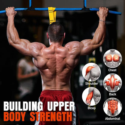 Pull Up Assistance Bands, 300lbs Heavy Duty Resistance Bands for Pull Ups with Adjustable Height, Fabric Feet Rest & Knee Support, Strength Training Pull Up Bar Assist Bands for Home Gym Workouts