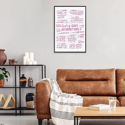 JMGHKL Girly Daily Affirmations Wall Art Pink Motivational Inspirational Posters Trendy Positive Uplifting Quotes Canvas Prints For Girls Bedroom Teen Bedroom Wall Decor 8x12in Wrapped Canvas
