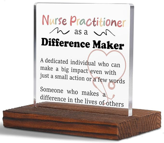 Appreciation Gifts for Nurse Practitioner Clear Desk Decor Sign, Thank You Gifts for Nursing Students Graduation, Difference Marker Nurses Week NP Recognition Office Desk Sign Plaque TZD35